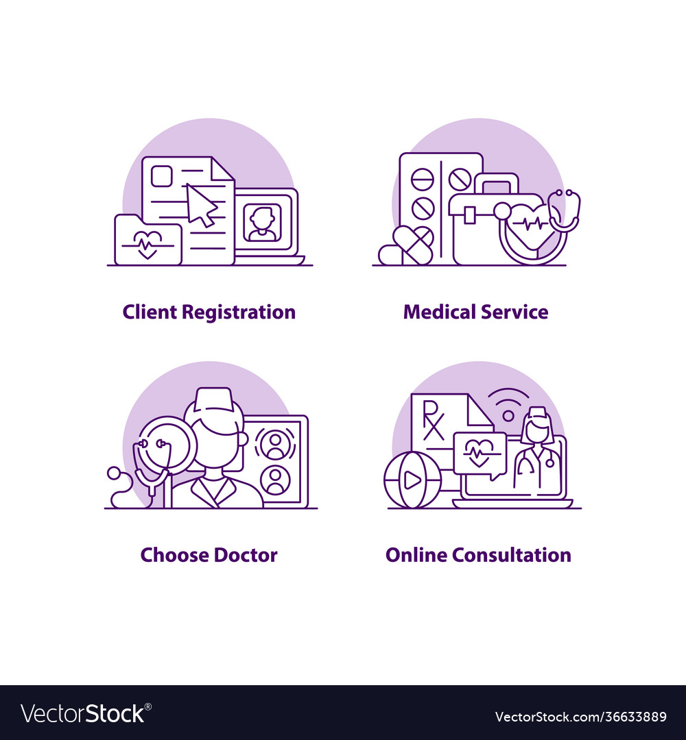 Client registration creative ui concept icon set Vector Image