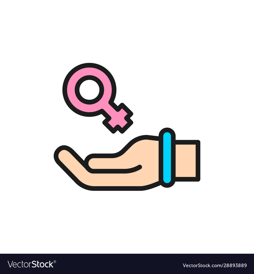 Hand with female symbol women support feminism