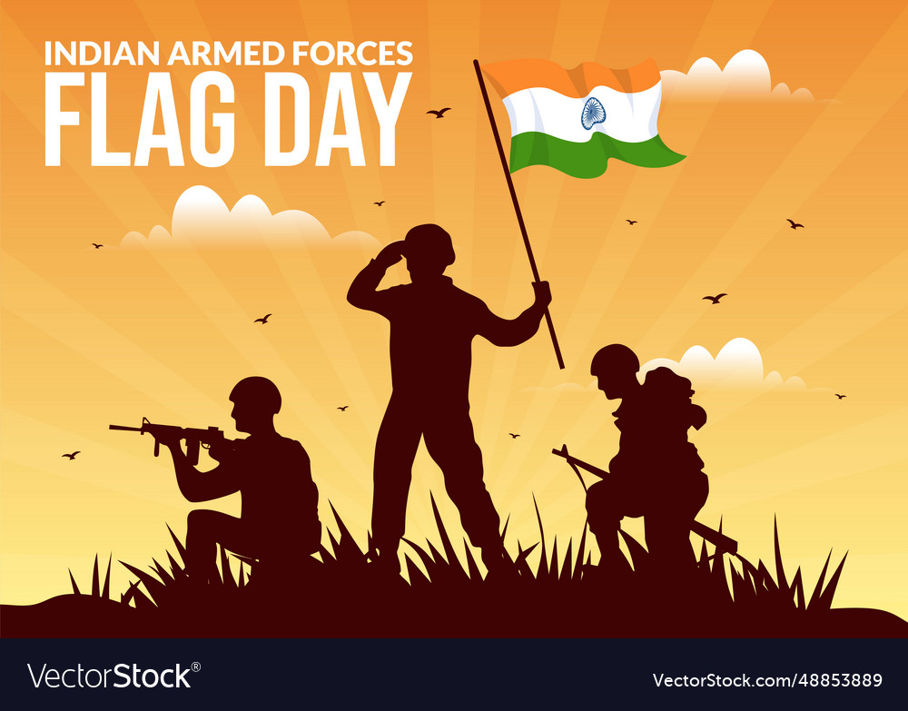 Indian armed forces flag day with india and army Vector Image