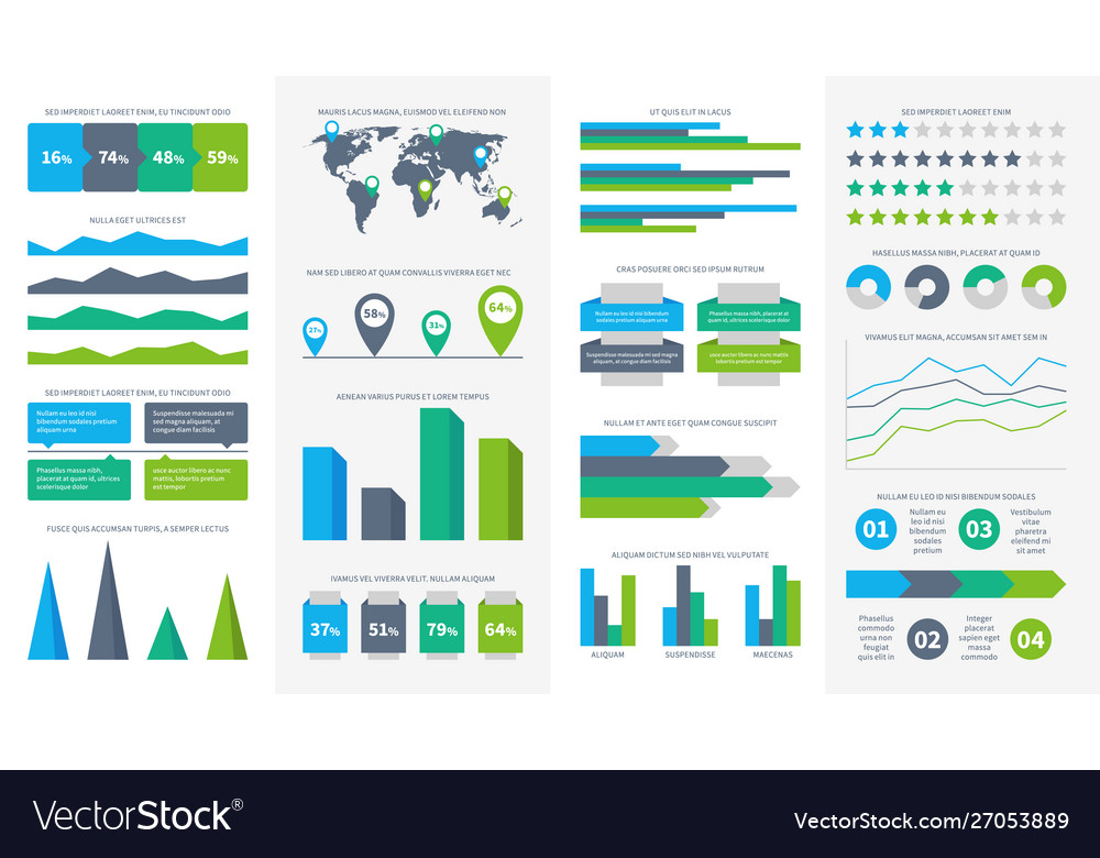 Infographics set charts diagrams and graphs