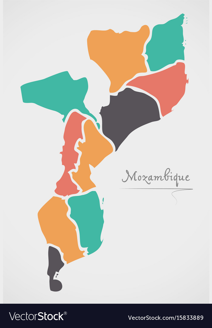 Mozambique map with states Royalty Free Vector Image