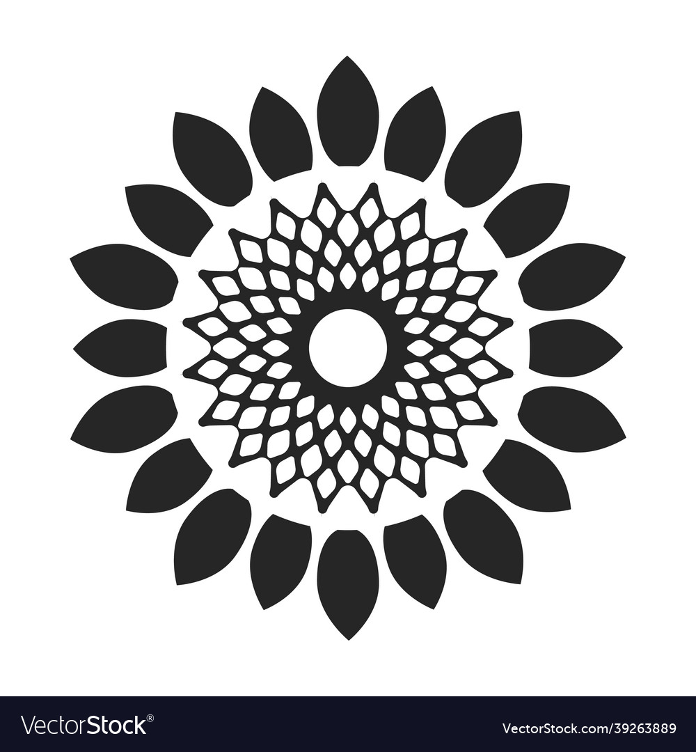 Sunflower iconblack icon isolated Royalty Free Vector Image