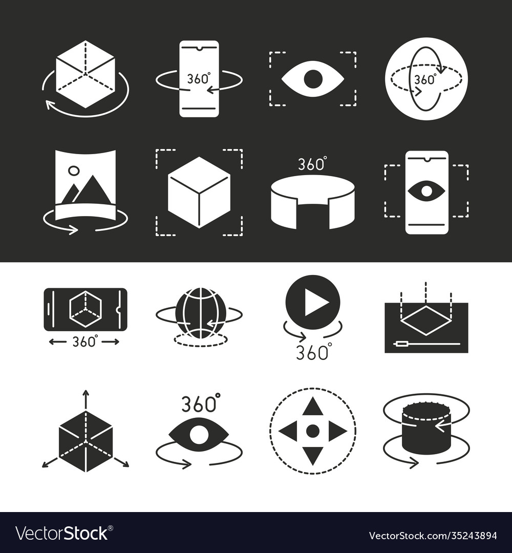Augmented reality icons set interactive simulation