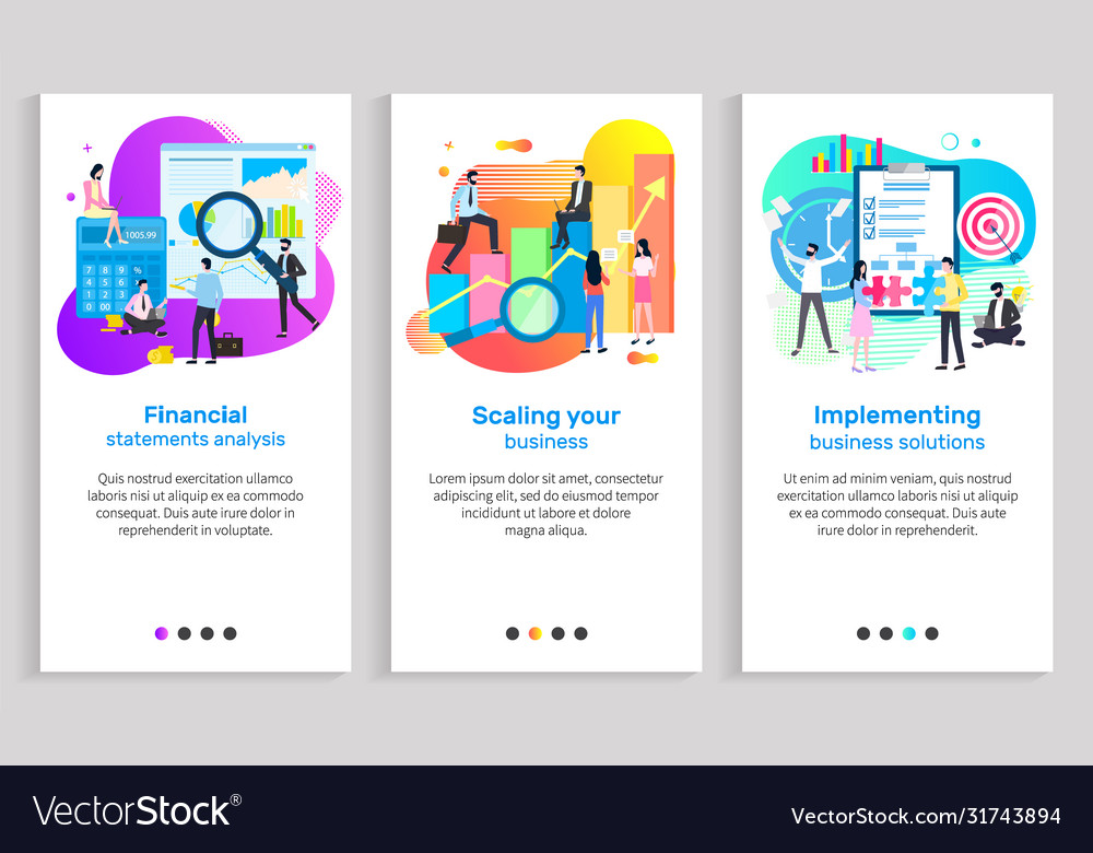 Financial Statement And Analysis Scaling Solution Vector Image