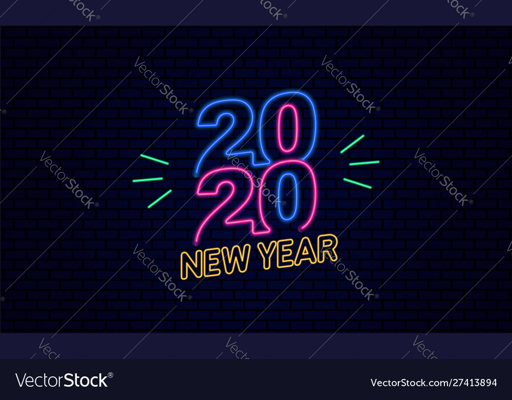 Happy new year 2020 typography text poster