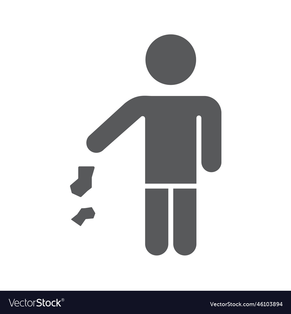 Man throws trash silhouette icon