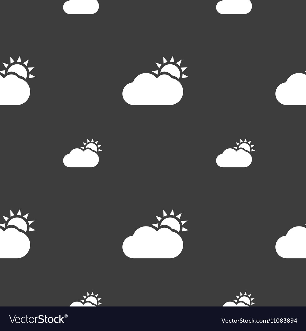 Partly cloudy icon sign seamless pattern on a gray