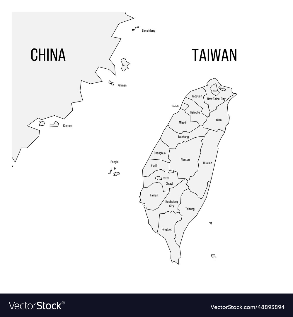 Political map of taiwan Royalty Free Vector Image