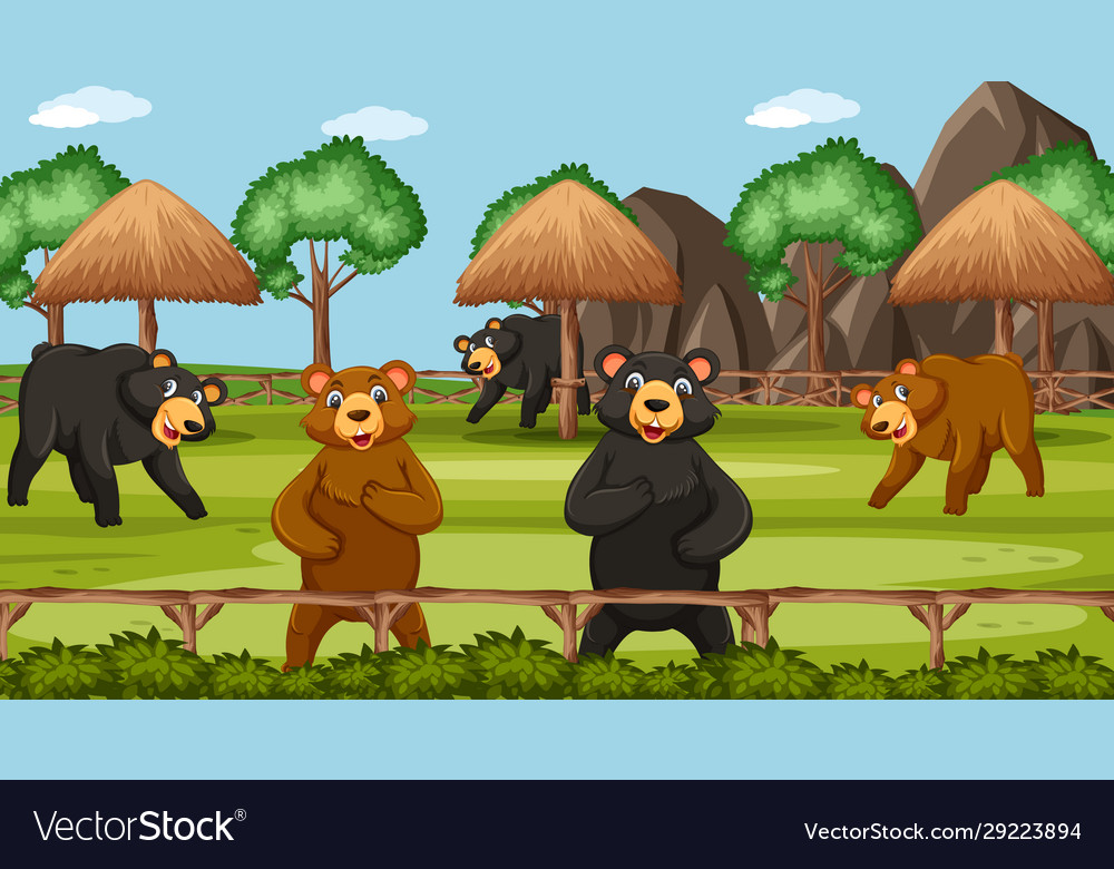 Scene with wild animals in zoo at day time