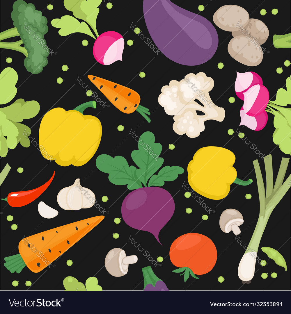 Seamless pattern from fresh vegetables radishes