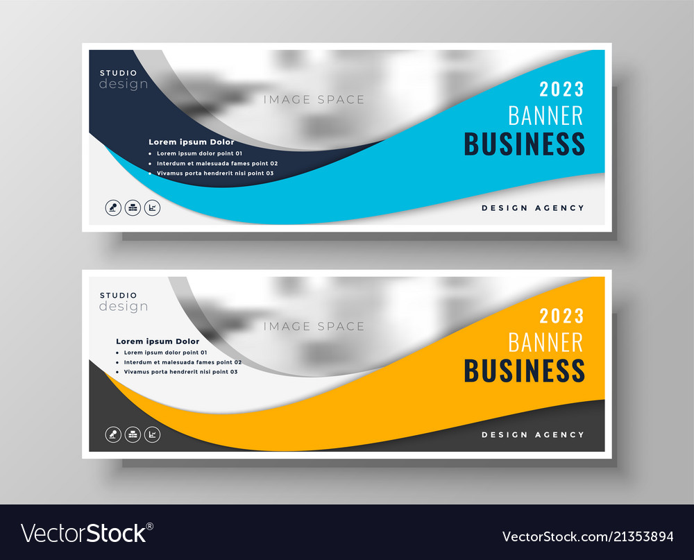 Yellow and blue wavy business banners Royalty Free Vector