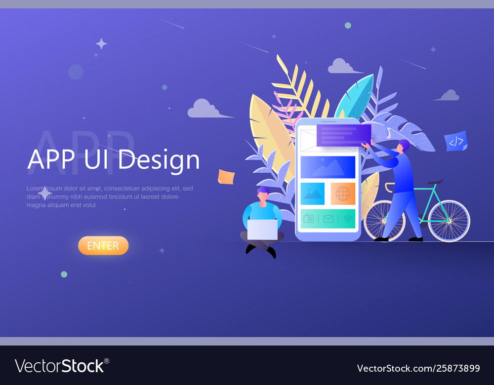 App ux ui design concept designers teamwork Vector Image