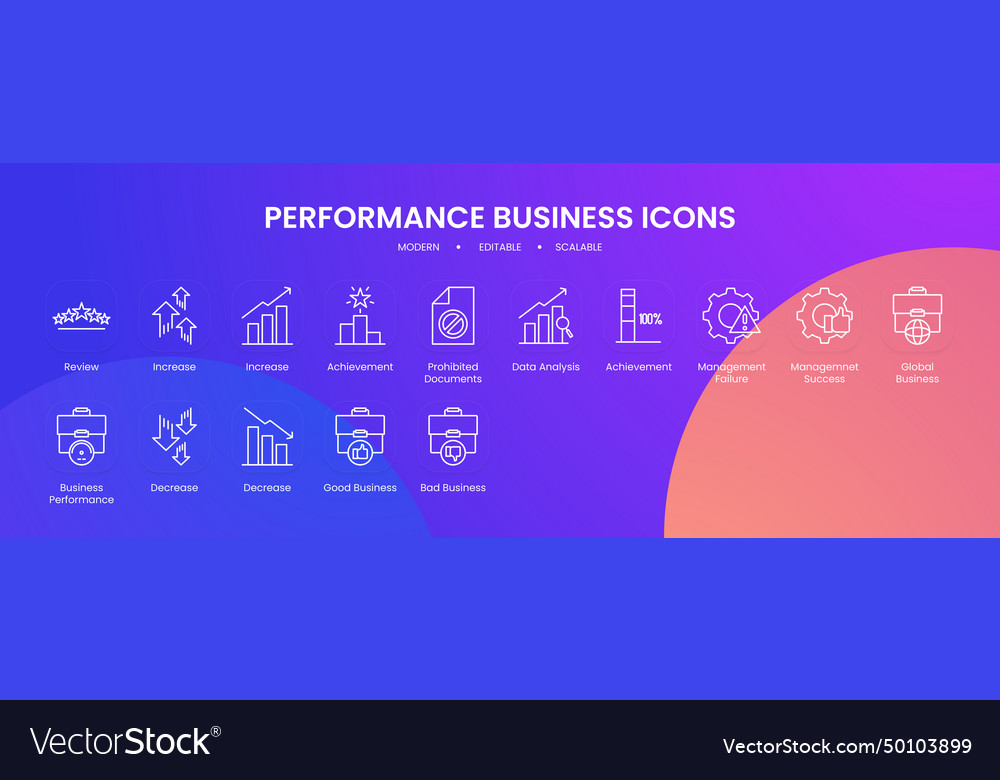 Performance business icon collection with black