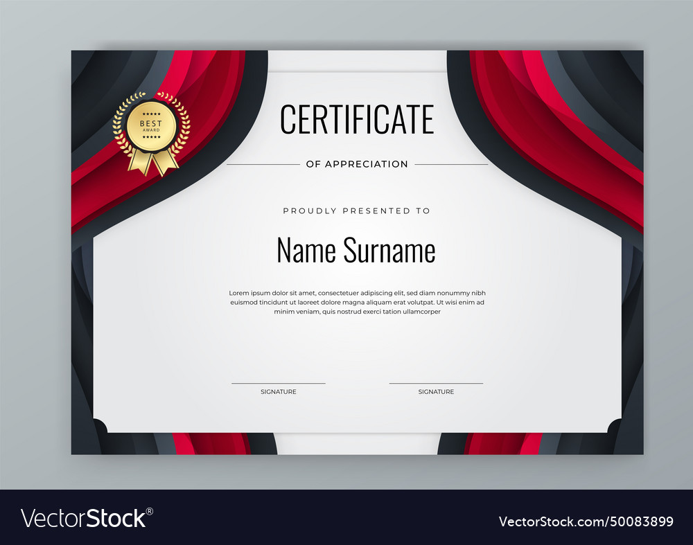 Red and black certificate of appreciation border Vector Image