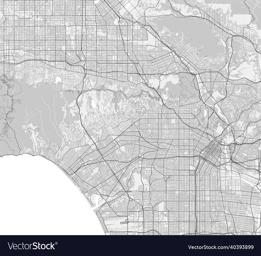 Urban city map of los angeles poster black Vector Image