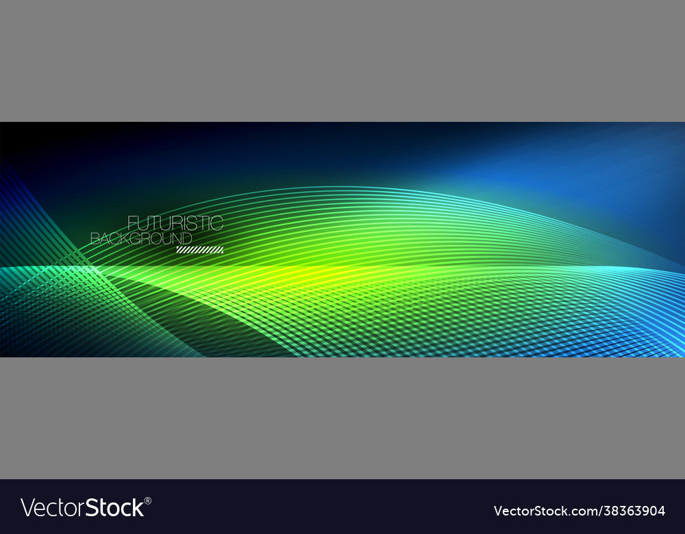 Abstraktes Neon leuchtendes Licht in Dunkel mit Wellen