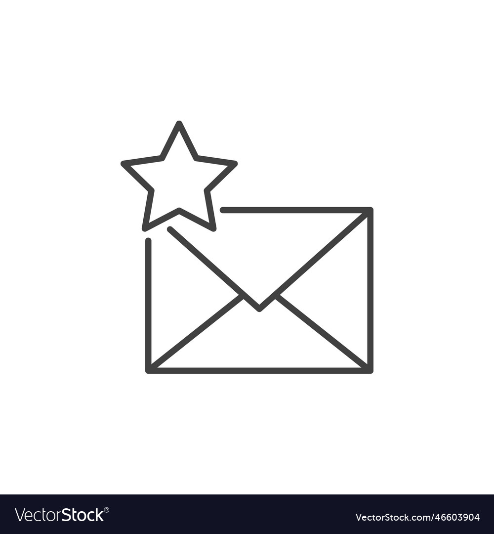 Envelope with star email favorite concept thin