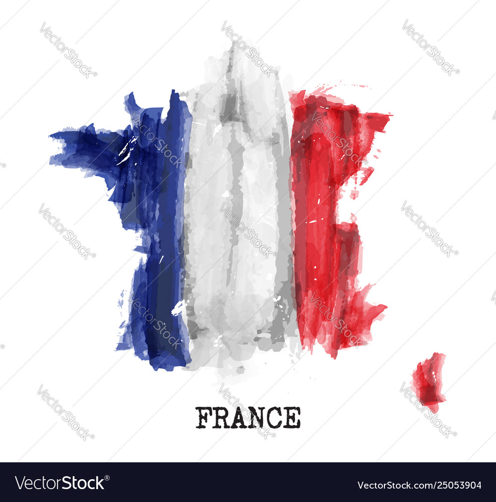 France flag watercolor painting design Royalty Free Vector