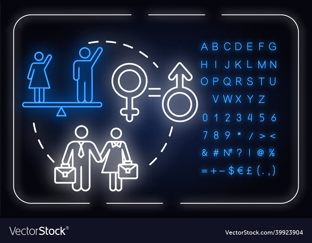 Geschlecht Gleichheit Neon Licht Konzept Ikone Frauen