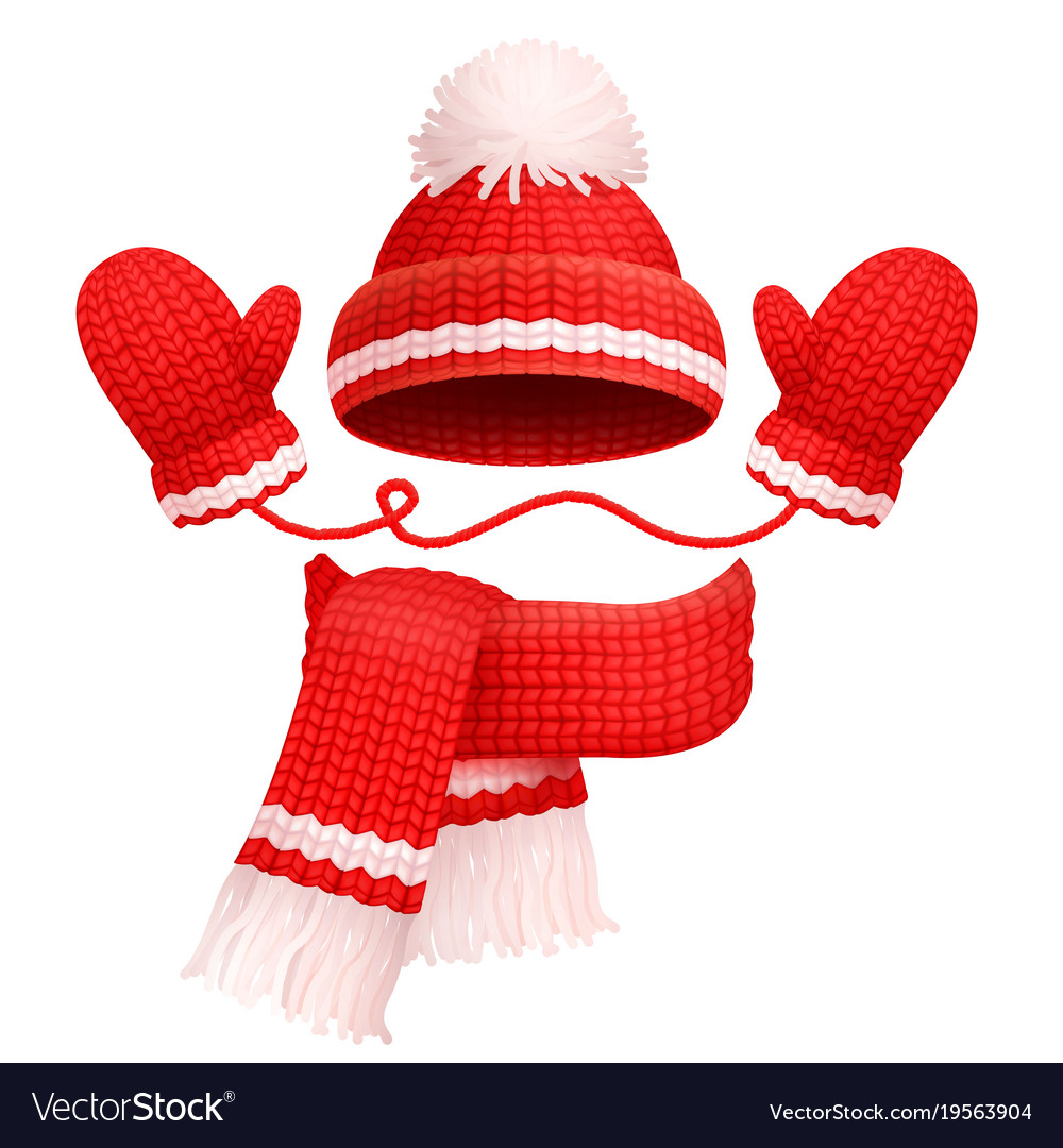 Hat and scarf with mittens