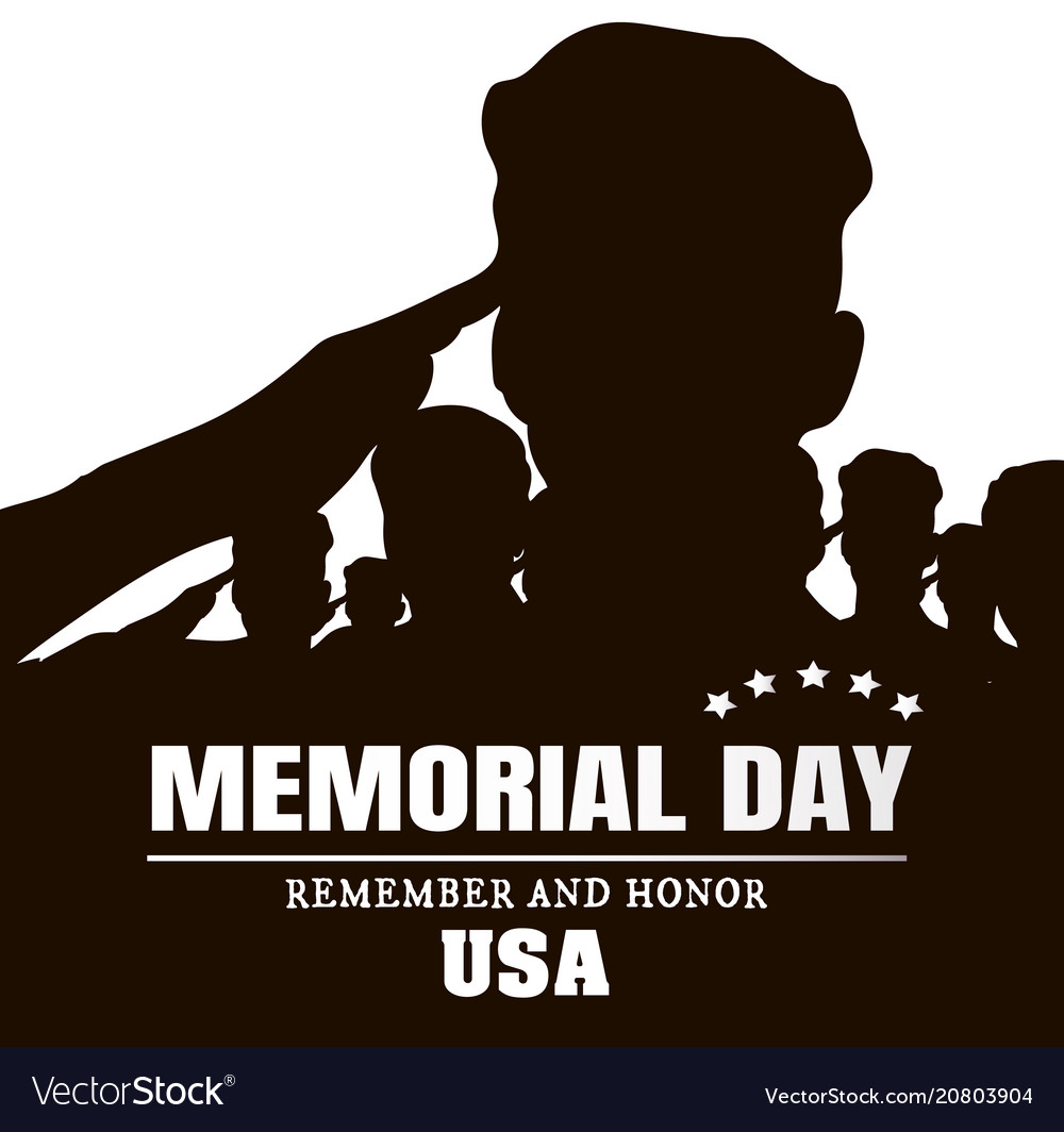 Memorial Day Silhouettes Soldiers Black Royalty Free Vector