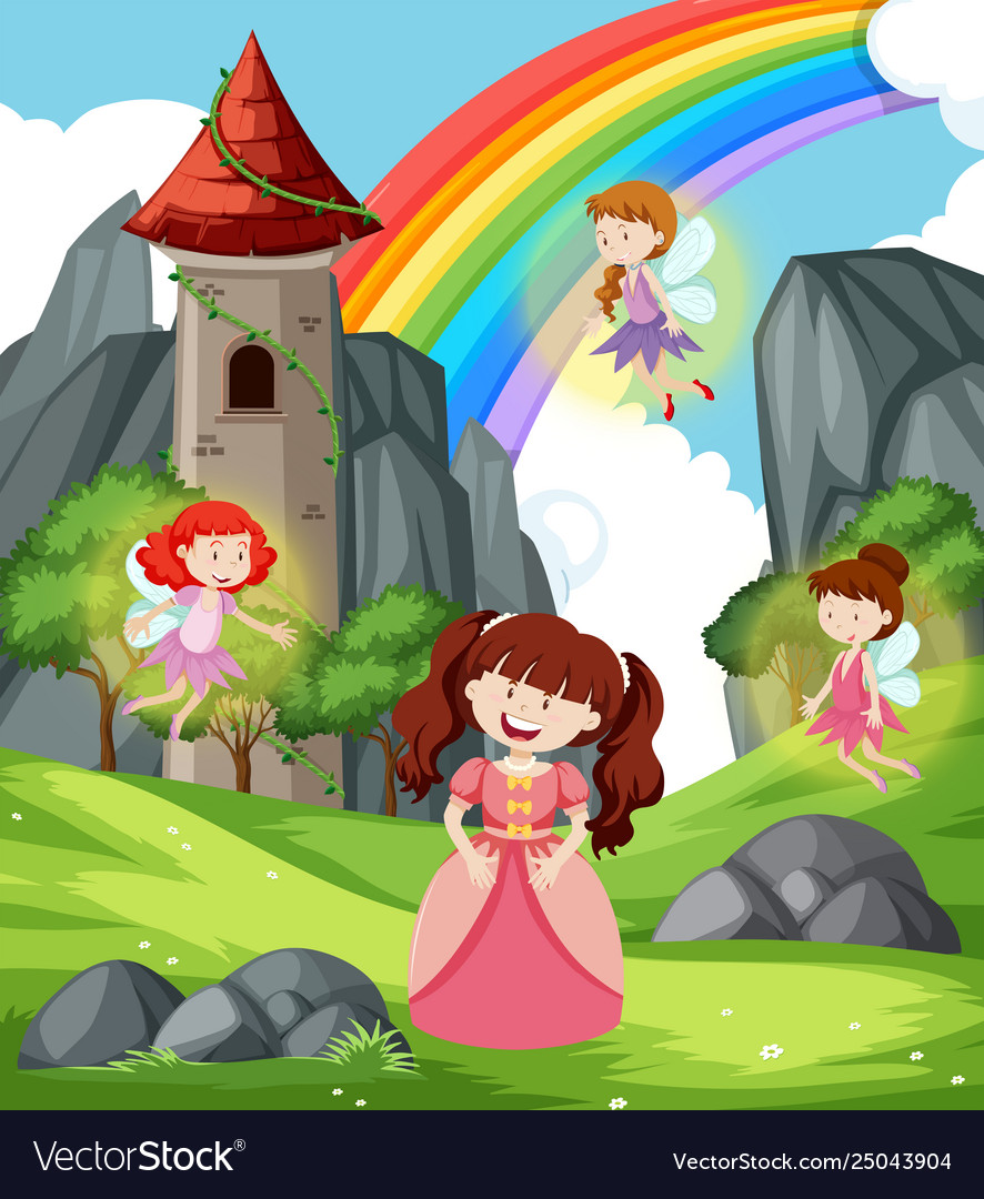 Princess with fairies scene