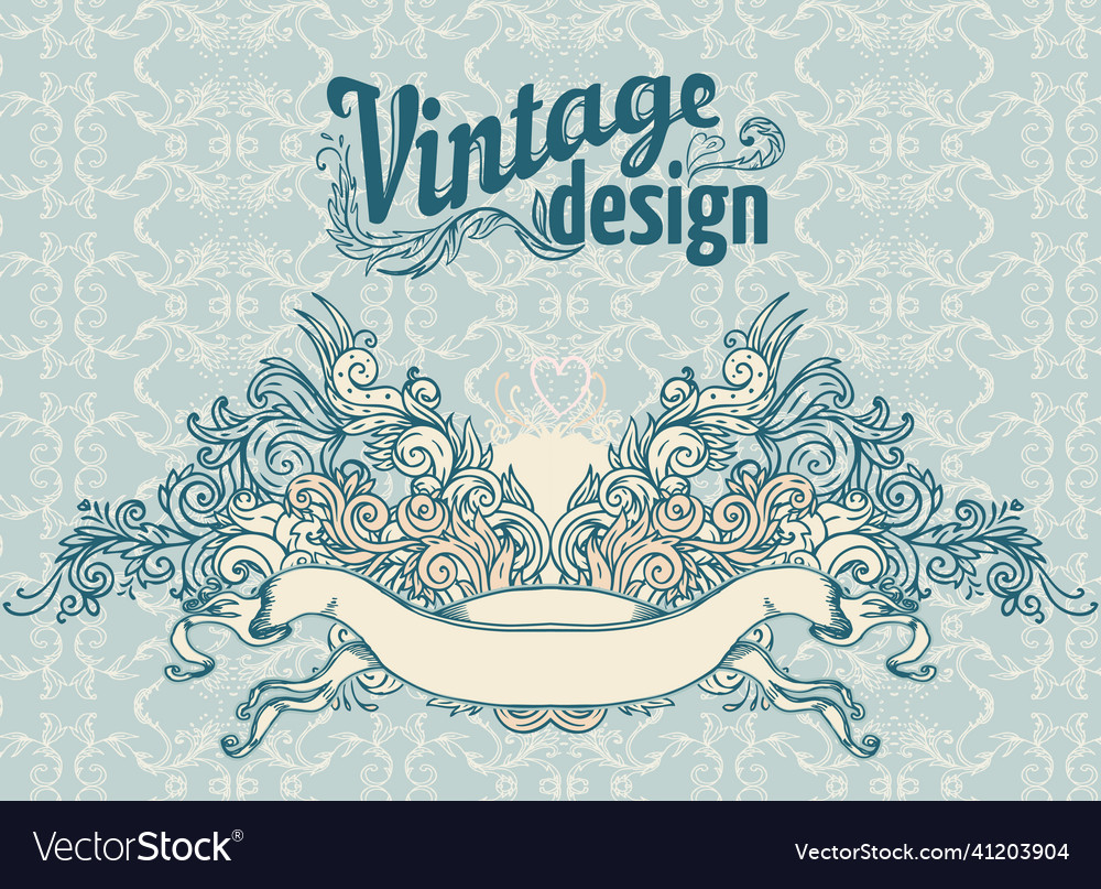 Vintage design elements set ribbons Royalty Free Vector