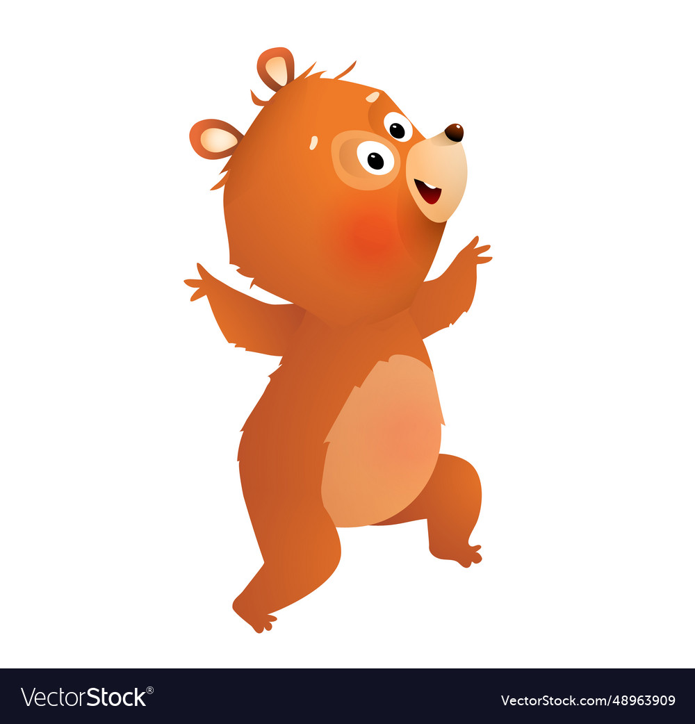 Baby bear cartoon cute animal posing and showing Vector Image