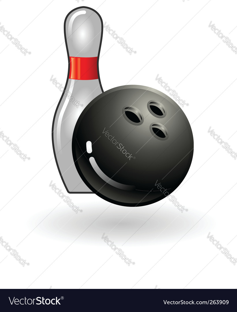 Bowling pin and ball Royalty Free Vector Image