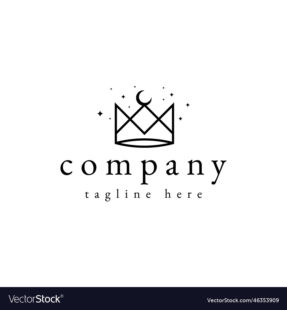 Crown crescent logo design king moon Royalty Free Vector