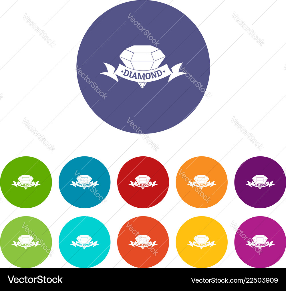 Diamond icons set color Royalty Free Vector Image