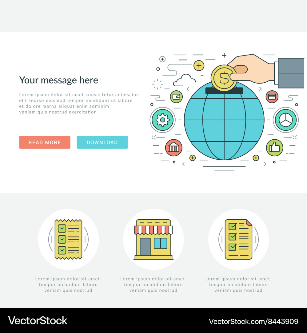 Flat line business concept web site header Vector Image