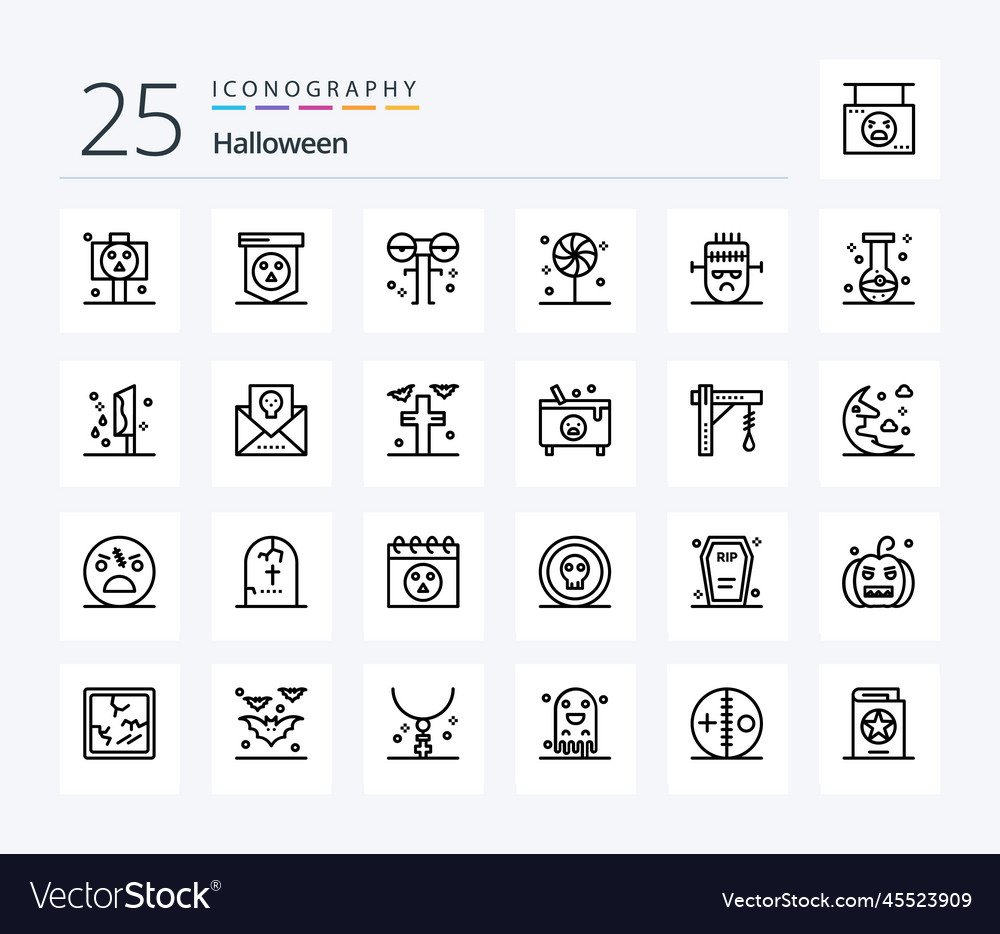 Halloween 25 line icon pack including ball