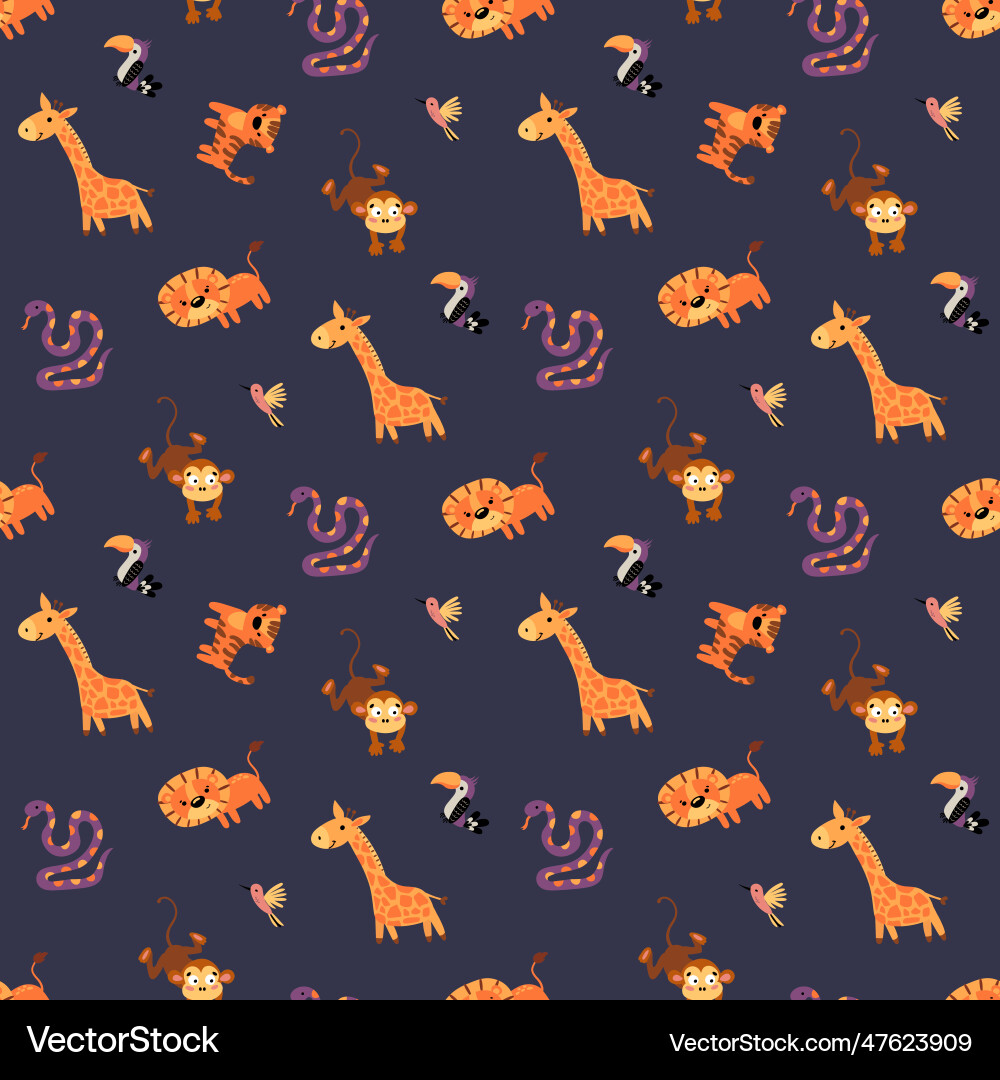 Seamless pattern with safari animals Royalty Free Vector
