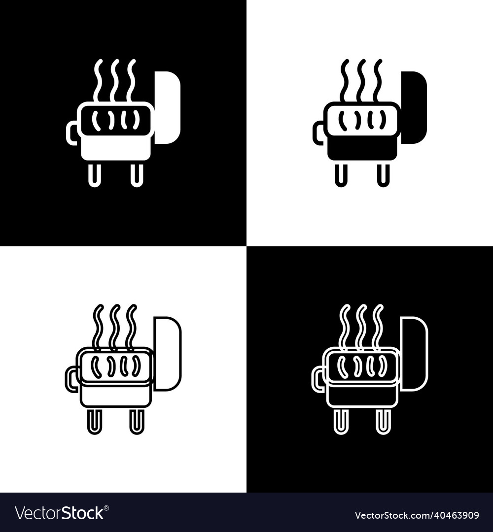 Set barbecue grill icon isolated on black