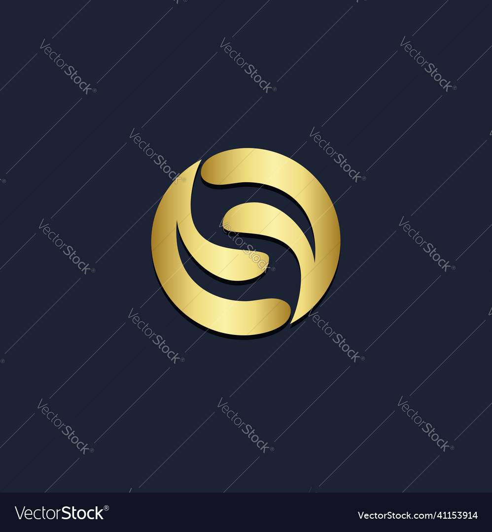 Circle abstract wave gold logo Royalty Free Vector Image