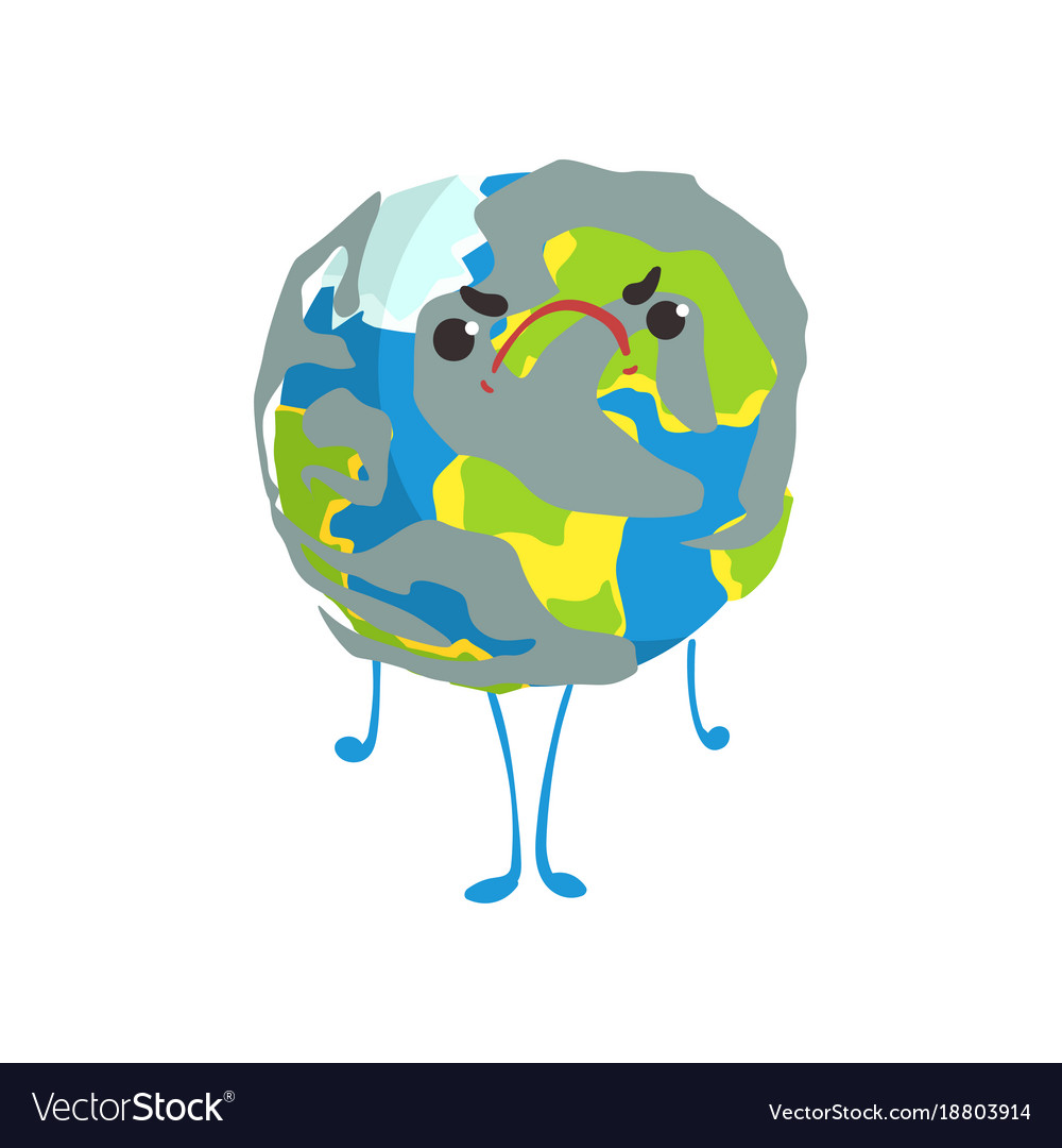 Cute angry cartoon earth planet character funny Vector Image Cute angry cartoon earth planet character funny Vector Image