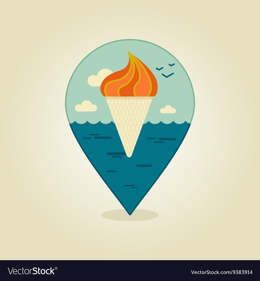 Ice cream pin map icon summer beach sun sea