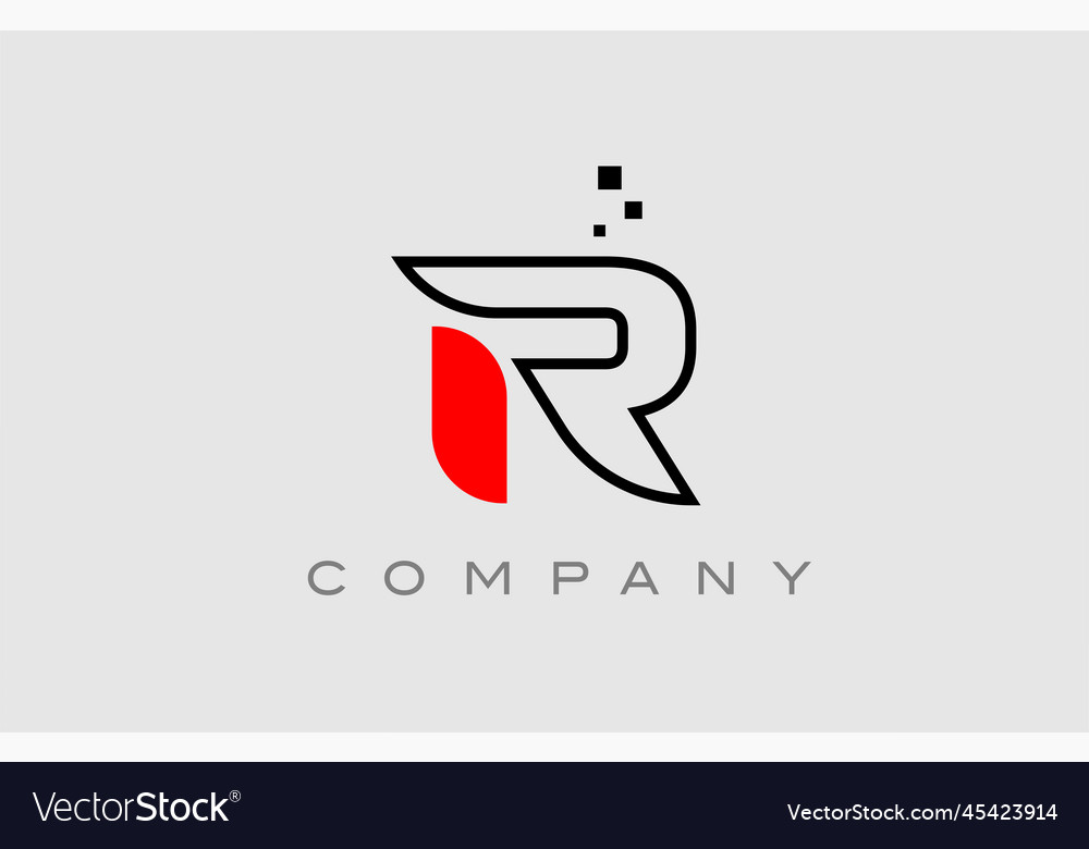 Red black line r alphabet letter logo icon