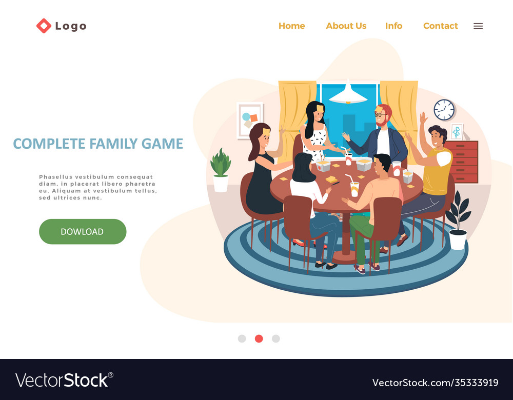 Complete family game landing page template