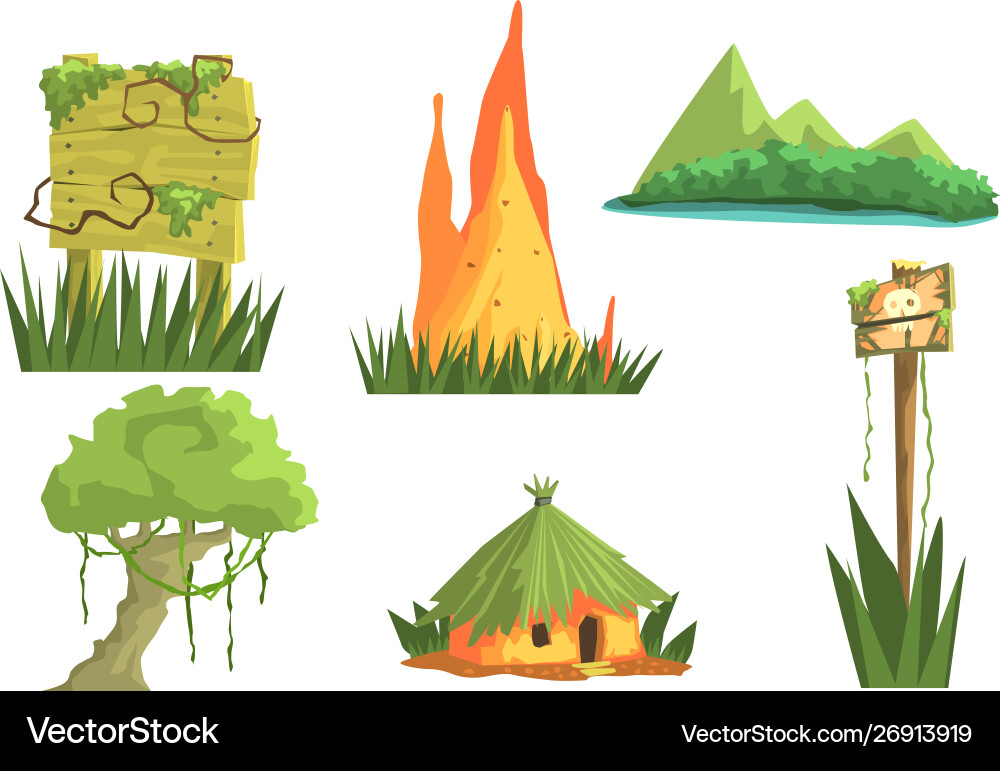 Jungle landscape elements set user interface Vector Image