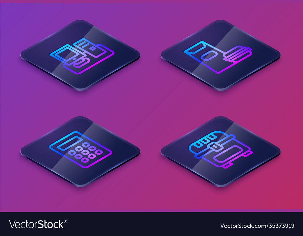 Set isometric line monitor with keyboard