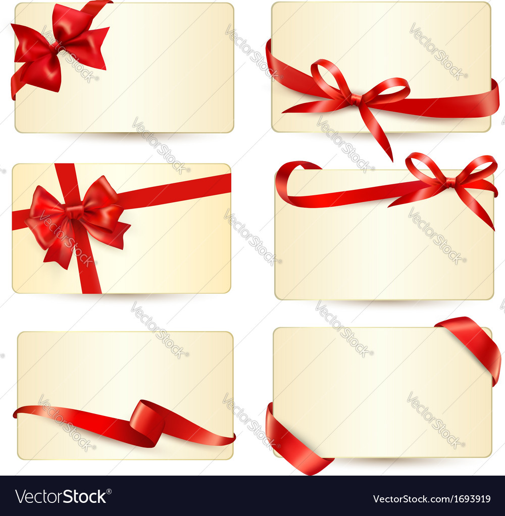 Set of beautiful gift cards with red bows Vector Image