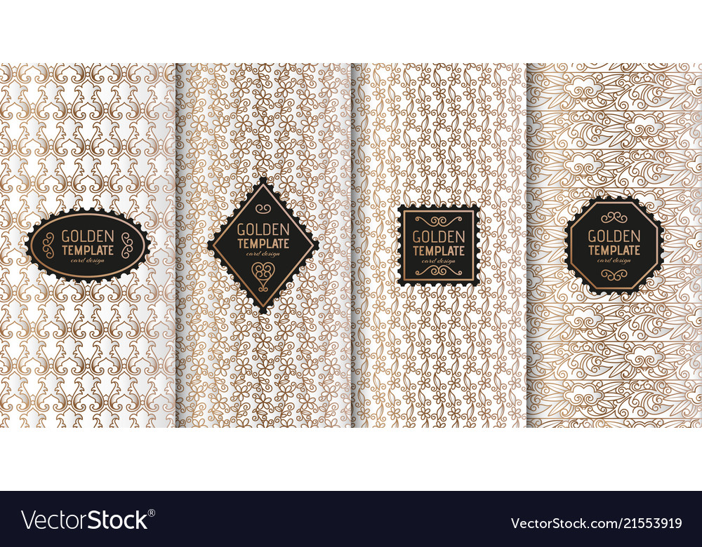 Set of golden luxury templates abstract geometric