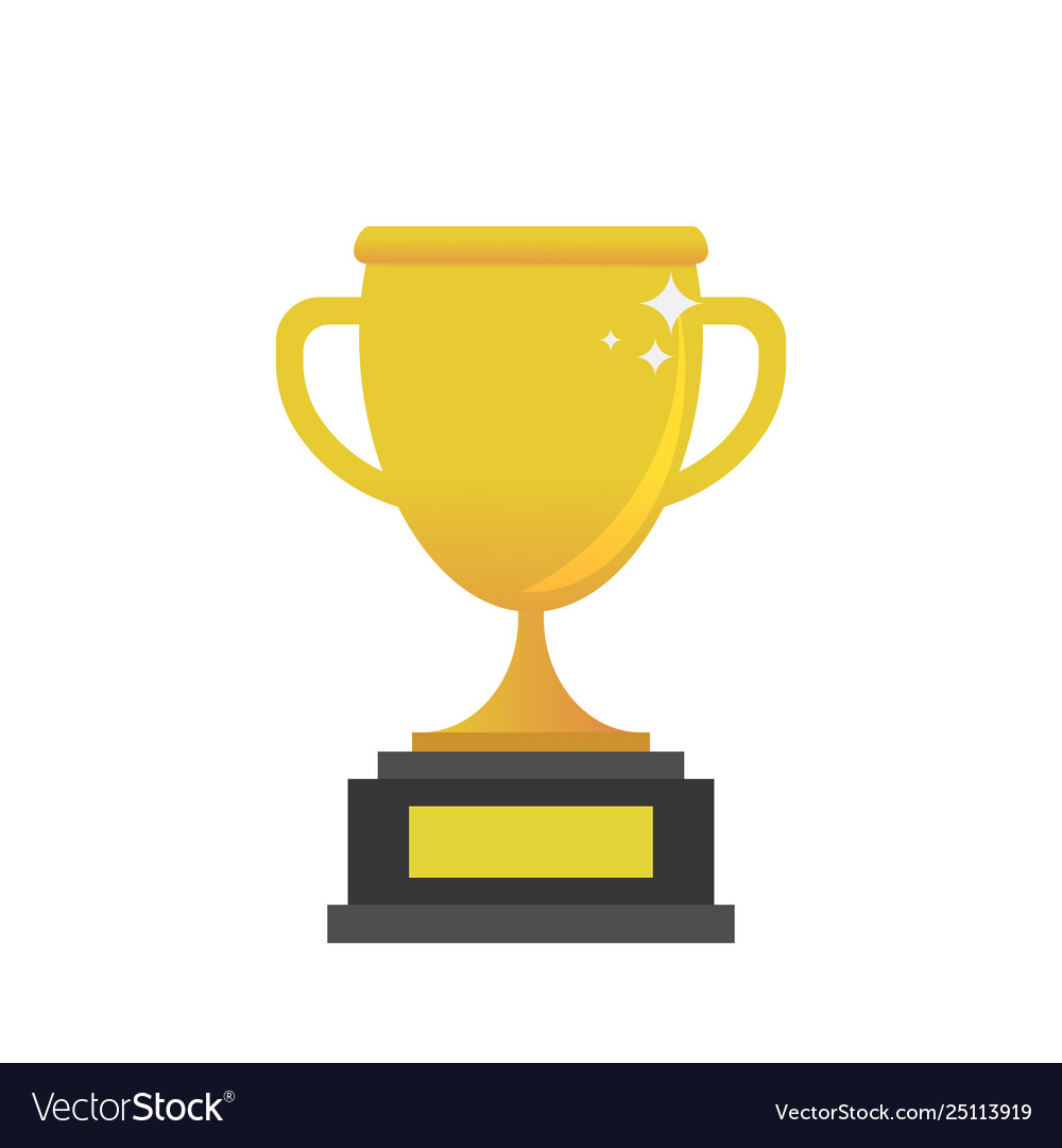 Trophy cup gold colored in flat style Royalty Free Vector