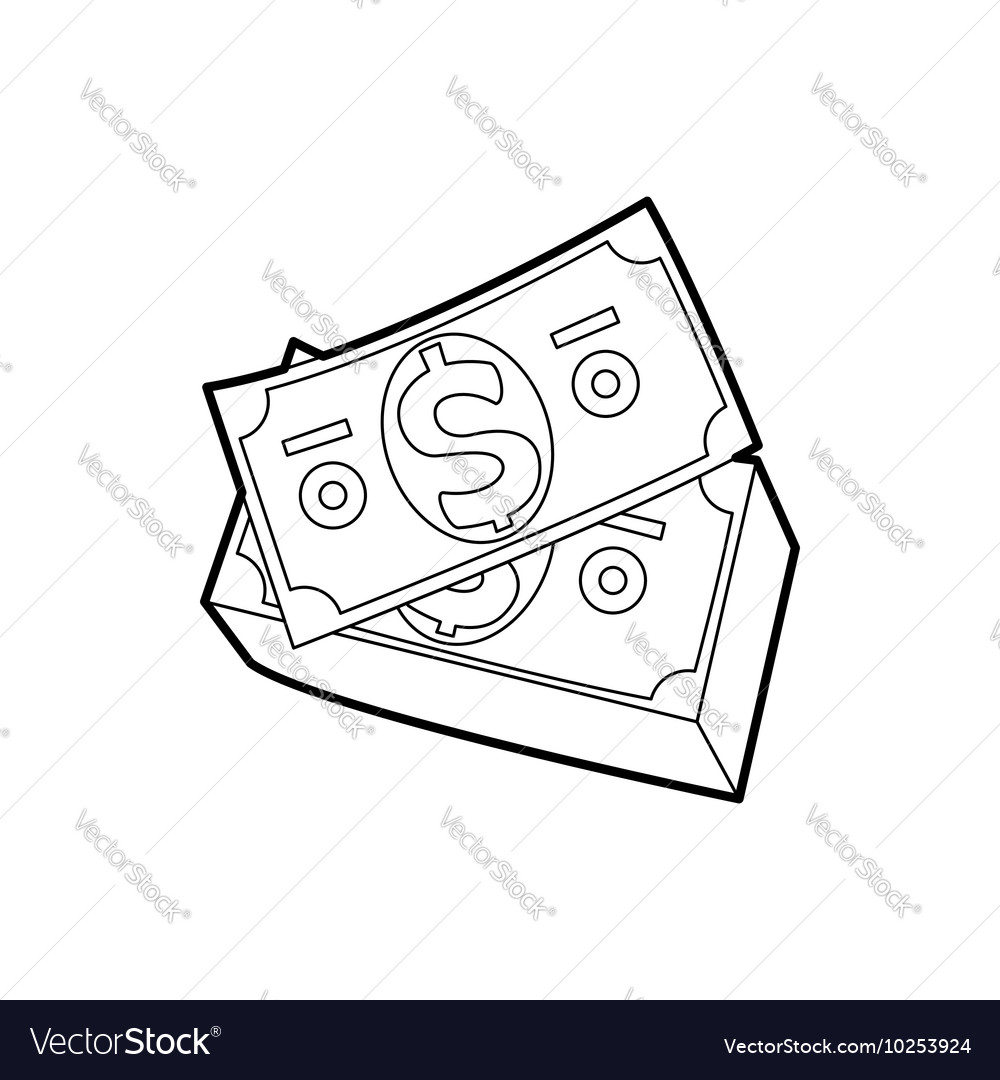 Dollar Bills Icon In Outline Style Royalty Free Vector Image