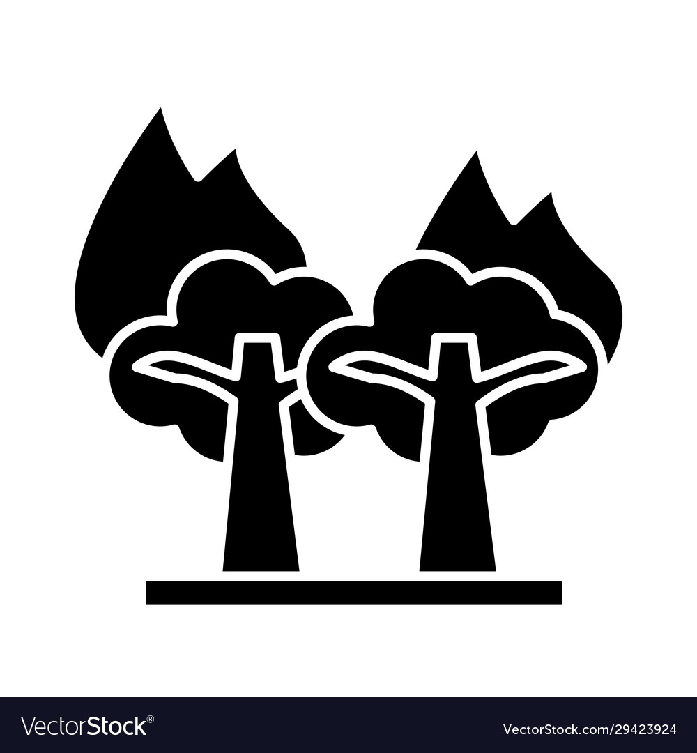 Forest fire scene isolated icon