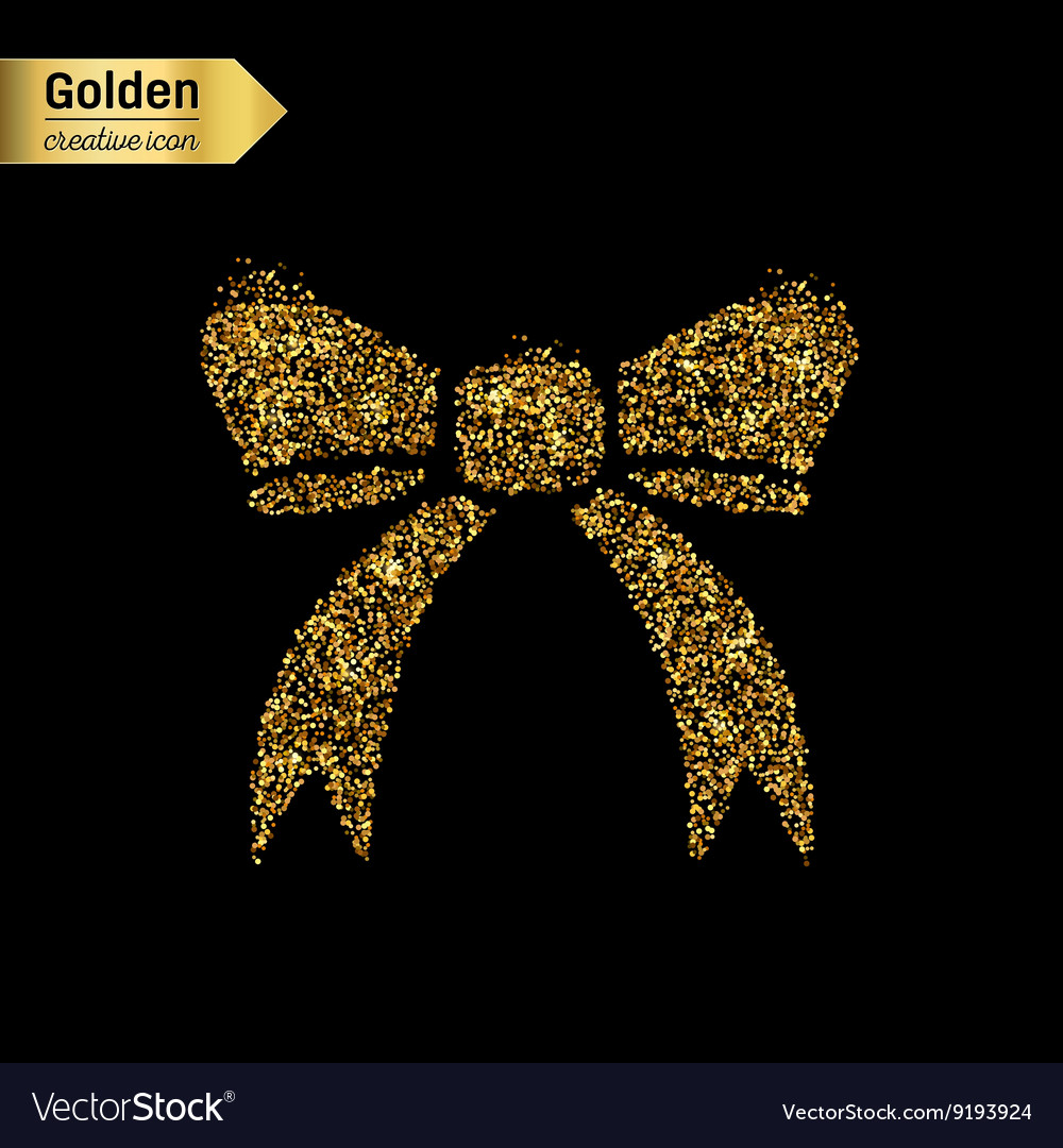 Gold glitter icon of bow tie isolated