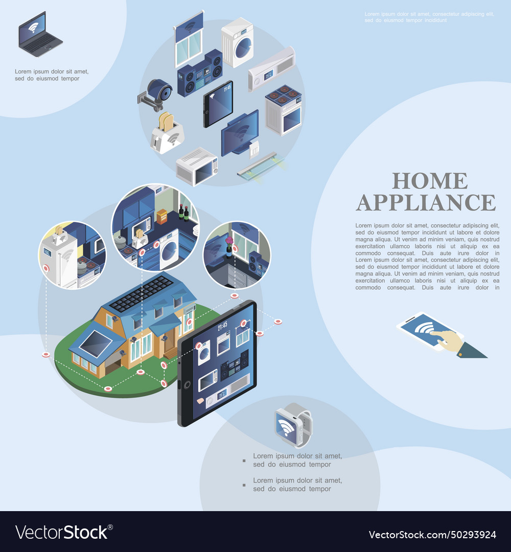 Isometric smart home template Royalty Free Vector Image