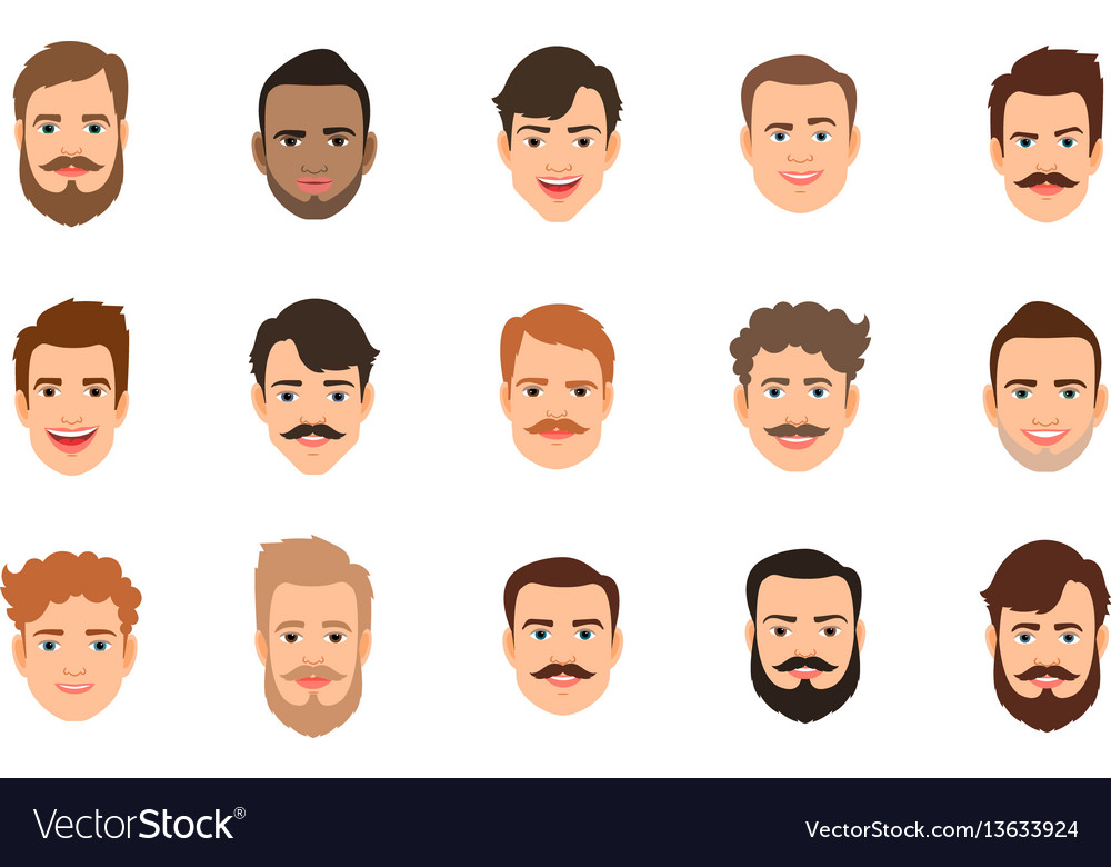 Male Portrait With Various Hairstyle Royalty Free Vector